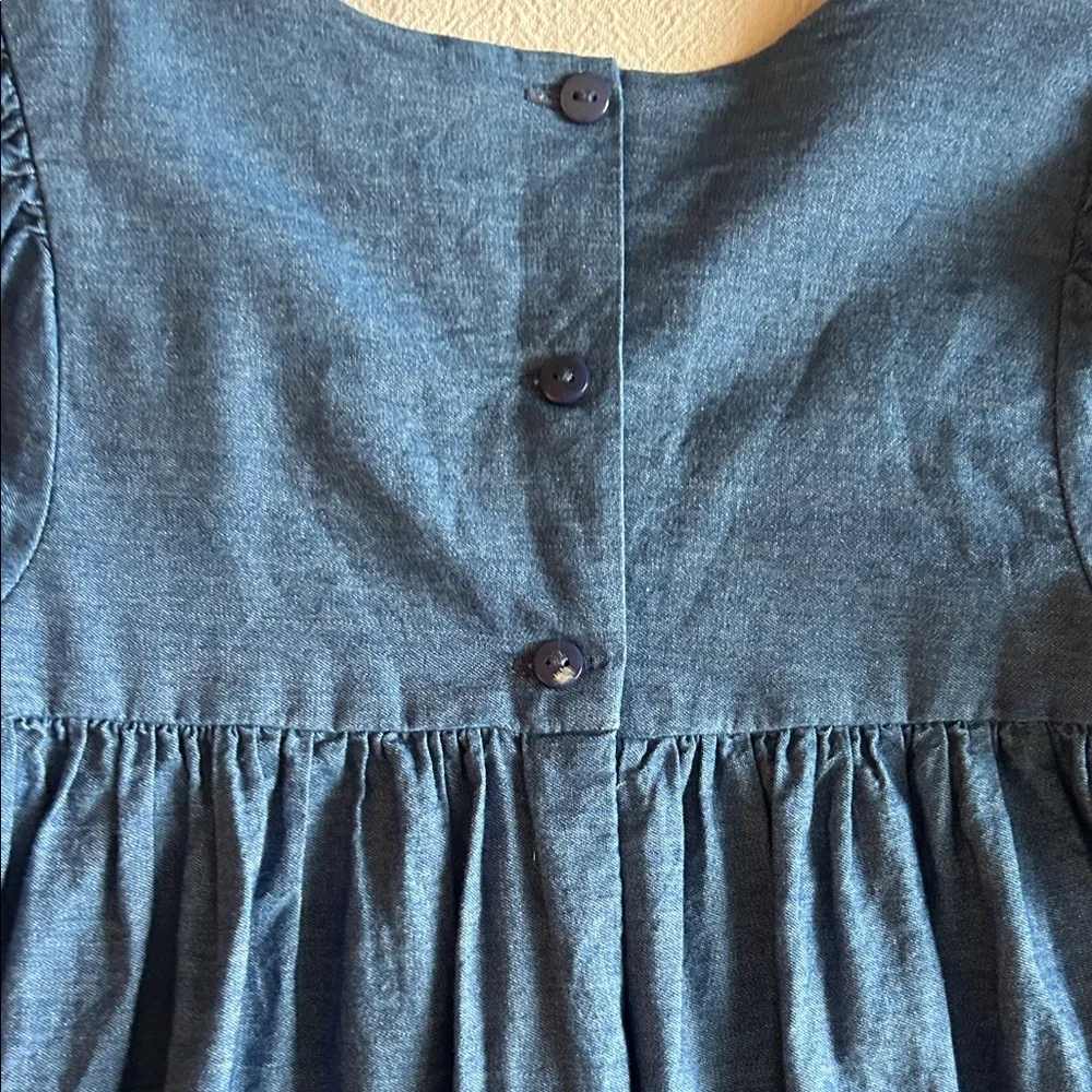 Bonnie Jean Blue Dress with Floral Embroidery